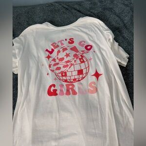 White T-Shirt with Pink Graphic